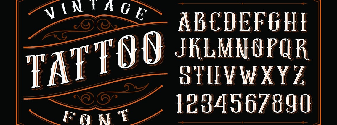 Image related to tattoo fonts or a tattoo design featuring different font styles.